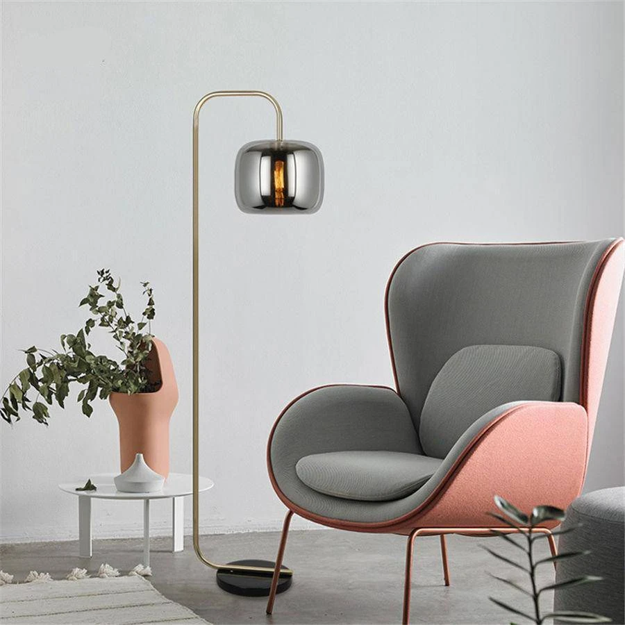 Lampadaire Design Avec Boule En Verre Fumé Stone 4 Lampadaire Design Avec Boule En Verre Fumé Stone – Image 2