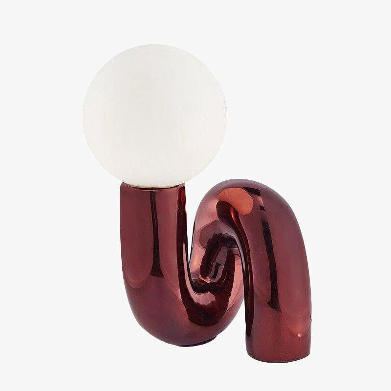 Lampe à Poser Design à LED En Métal Rouge Avec Boule En Verre Mao 3 Lampe à Poser Design à LED En Métal Rouge Avec Boule En Verre Mao