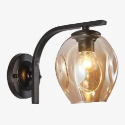 Applique Murale Design à LED Métal Avec Abat-jour En Verre Soufflé Loft