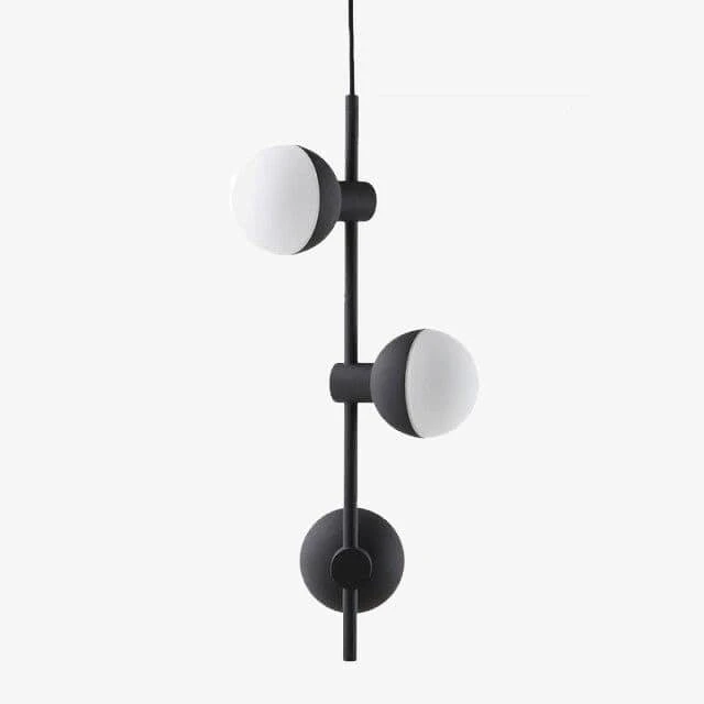 Suspension Moderne à LED En Métal Noir Avec Trois Boules En Verre Chandelier 3 Suspension Moderne à LED En Métal Noir Avec Trois Boules En Verre Chandelier