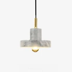 Suspension En Marbre Blanc à LED Avec Abat-jour Design