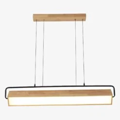 Lustre Moderne LED Allongé En Bois Hang