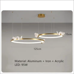 (80j - 10juin) Lustre Moderne LED Avec Petits Papillons En Verre Mikela