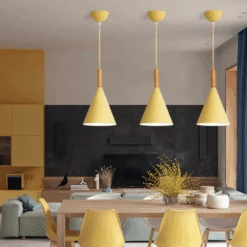 Suspension Conique En Métal Coloré Et Tige En Bois Bar -Lumeers Boutique Captured ecran2022 03 18a16.42.26