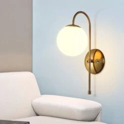 Applique Murale Dorée Simpliste Sobre Avec Boule -Lumeers Boutique Free shipping brass polished finished metal glass shade 150mm wall lamp fixture room shop bedroom beside 8ad8f1ea 33c7 4c60 a98f f4c8d8d8fca6