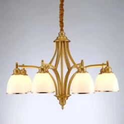 Lustre Moderne En Cuivre Avec Abat-jour En Verre Blanc -Lumeers Boutique H15452cbfa06d4de78b770394f5ce3ebf6