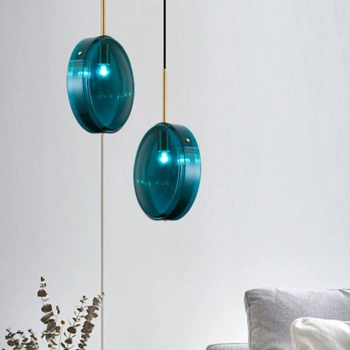 Suspension Design Arrondie En Verre Bleue Harpais 7 Suspension Design Arrondie En Verre Bleue Harpais – Image 5
