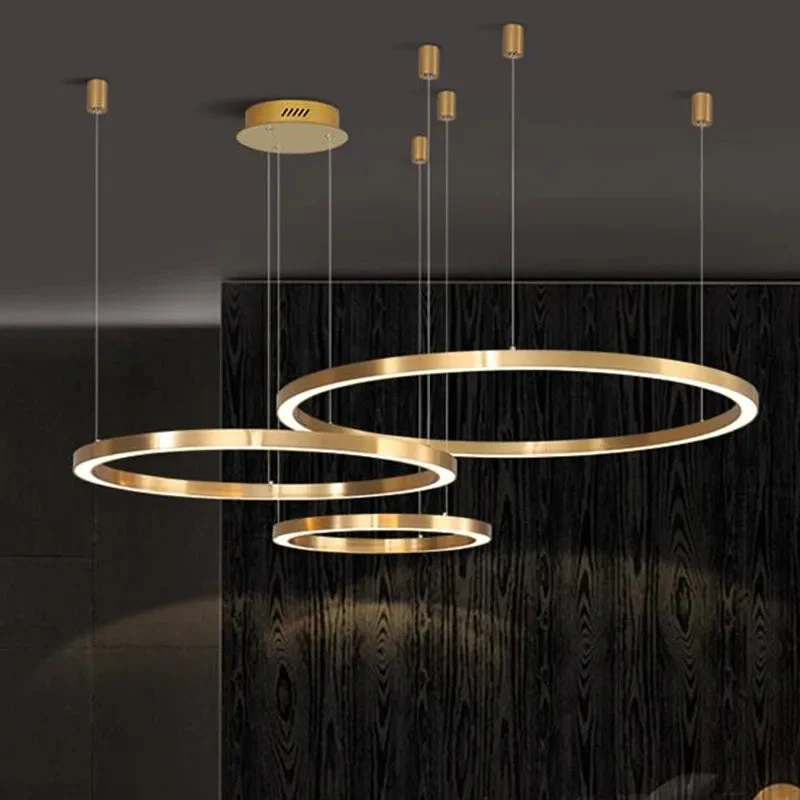 Plafonnier Led Moderne Avec Anneau Doré Brossé 6 Plafonnier Led Moderne Avec Anneau Doré Brossé – Image 4