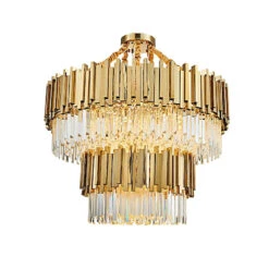 Lustre Moderne En Cristal Avec Grande Suspension à Led