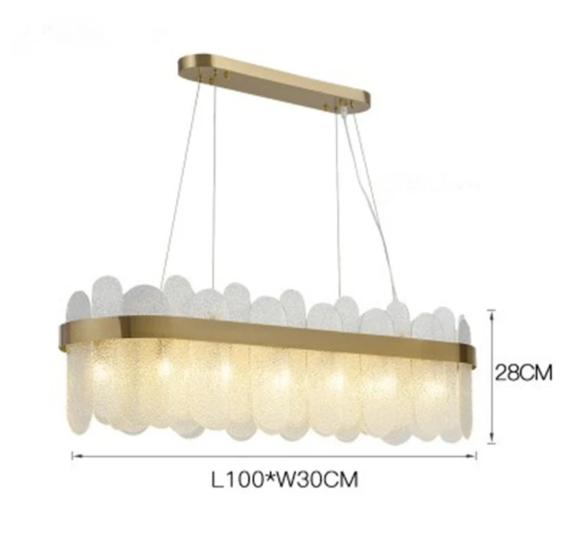 Lustre Ovale En Métal Doré Avec Abat-jour En Verre Suspendu 14 Lustre Ovale En Métal Doré Avec Abat-jour En Verre Suspendu – Image 12
