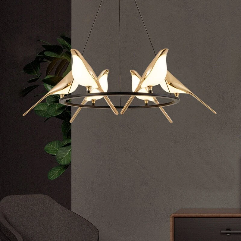 Lustre Design LED Luxury En Forme D'oiseaux Dorés Pie 4 Lustre Design LED Luxury En Forme D'oiseaux Dorés Pie – Image 2