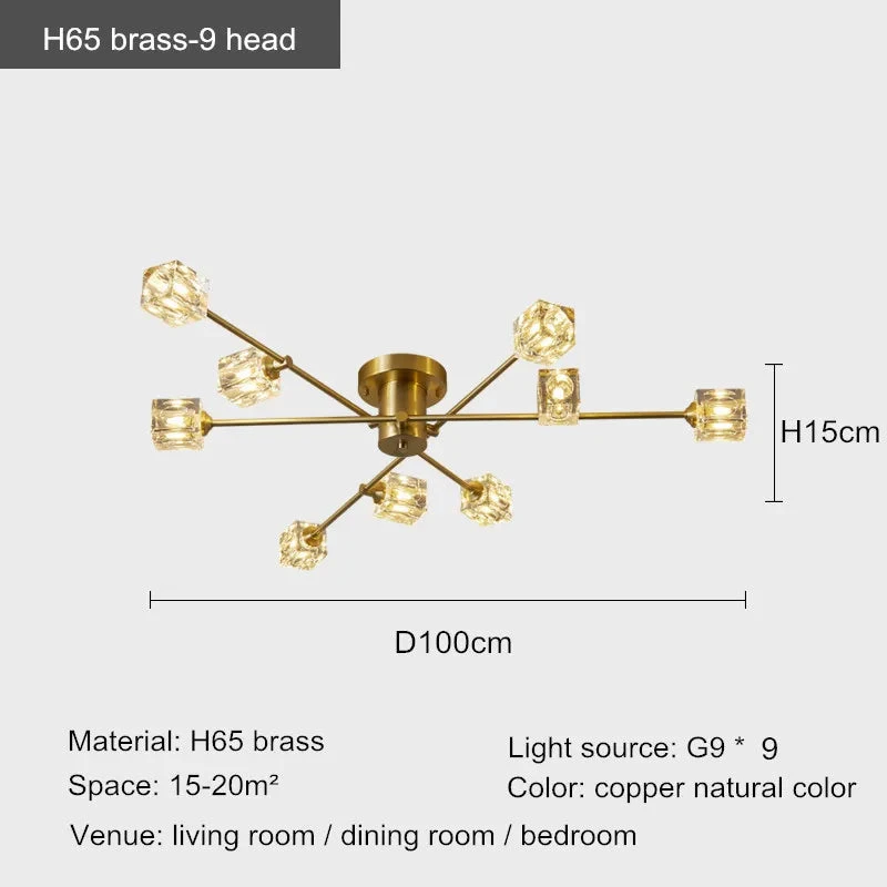 Plafonnier En Cuivre Moderne Design Nordique Cristal Luxe 11 Plafonnier En Cuivre Moderne Design Nordique Cristal Luxe â Image 9