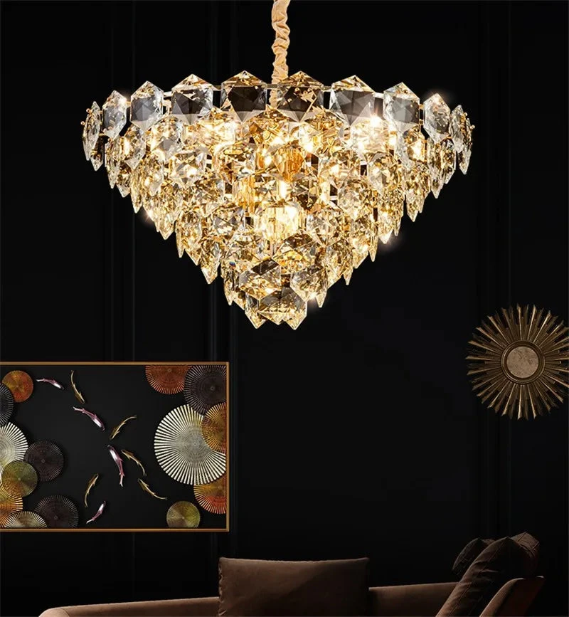 Lustre Suspendu à Led En Métal Doré Moderne Et élégant Pour éclairage Intérieur 5 Lustre Suspendu à Led En Métal Doré Moderne Et élégant Pour éclairage Intérieur – Image 3