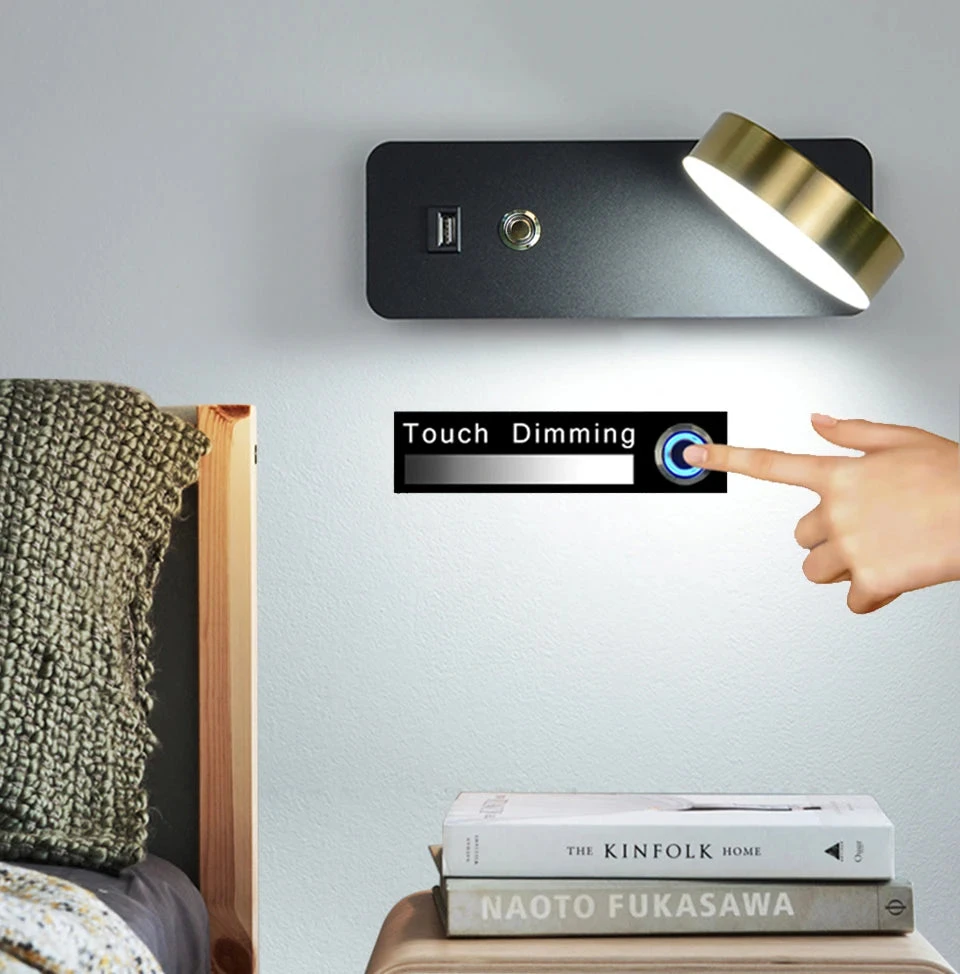 LITU Applique Murale D'intérieur Moderne En Aluminium Tactile Gradation Interface USB LED éclairage Pour Salon Chevet Couloir Applique Murale Décor 4 LITU Applique Murale D'intérieur Moderne En Aluminium Tactile Gradation Interface USB LED éclairage Pour Salon Chevet Couloir Applique Murale Décor – Image 2