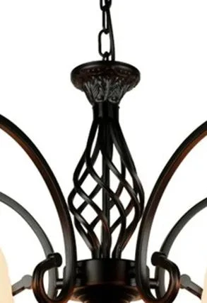 Lustre Traditionnel Avec Abat-jour En Verre Et Métal 10 Lustre Traditionnel Avec Abat-jour En Verre Et Métal – Image 8