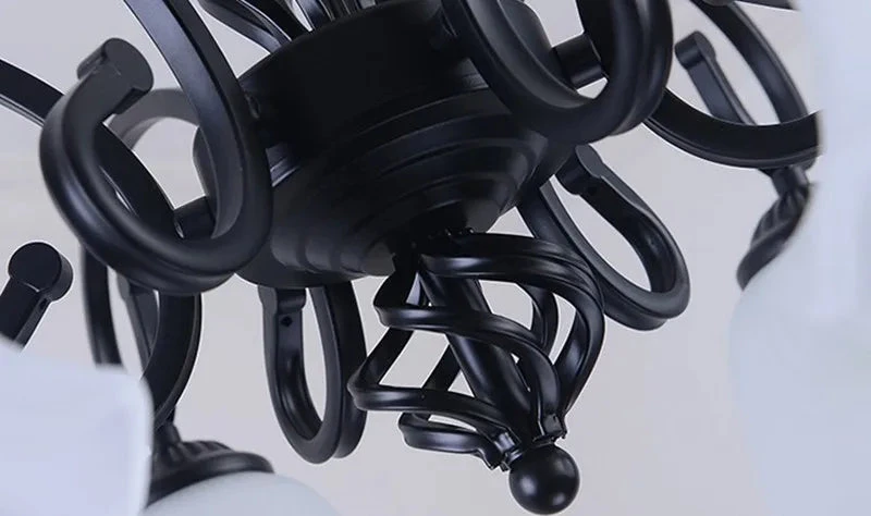 Lustre Traditionnel Avec Abat-jour En Verre Et Métal 7 Lustre Traditionnel Avec Abat-jour En Verre Et Métal – Image 5