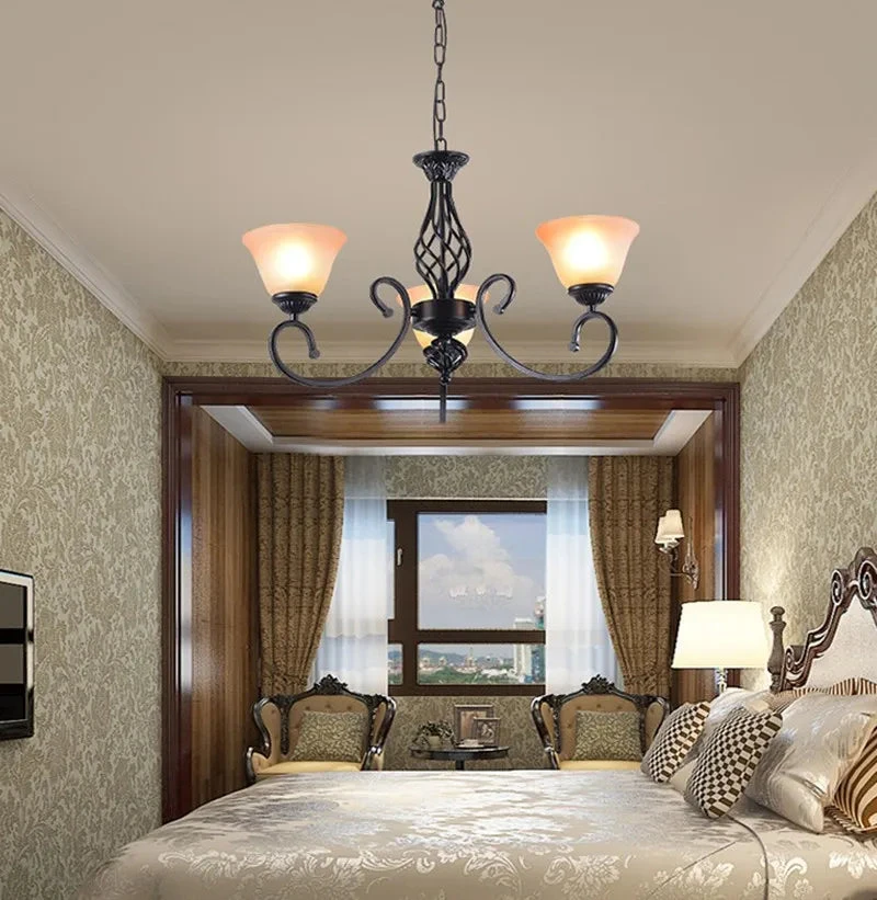 Lustre Vintage En Fer Style Européen Ampoule Led Traditionnel 4 Lustre Vintage En Fer Style Européen Ampoule Led Traditionnel – Image 2