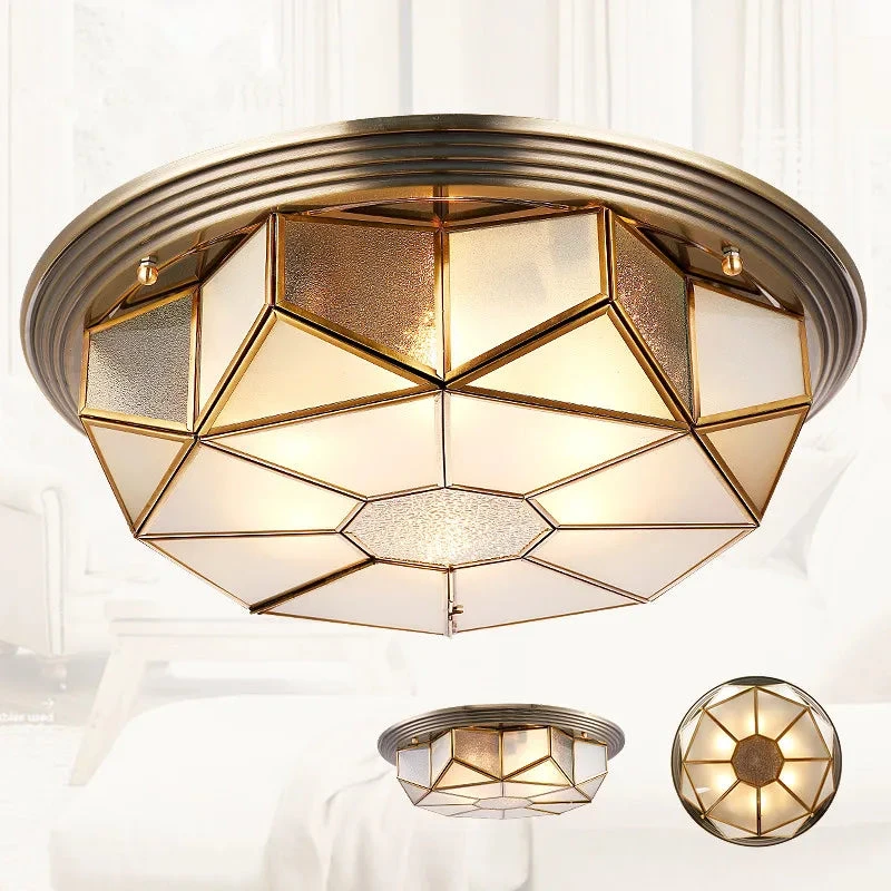 Plafonnier Vintage En Verre Et Cuivre Pour Intérieur 4 Plafonnier Vintage En Verre Et Cuivre Pour Intérieur – Image 2