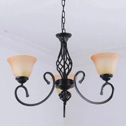 Lustre Vintage En Fer Style Européen Ampoule Led Traditionnel