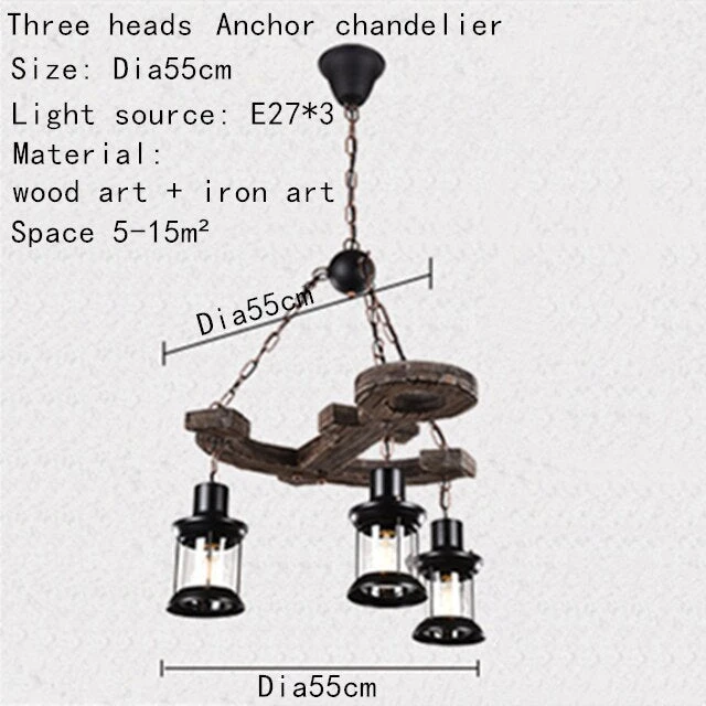 Lustre Vintage Avec Base En Forme D'ancre En Bois Alaska 7 Lustre Vintage Avec Base En Forme D'ancre En Bois Alaska – Image 5