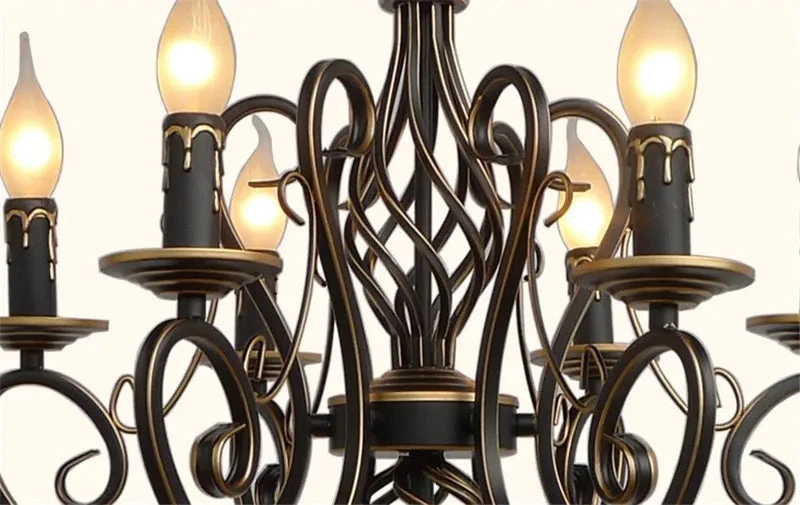 Lustre Vintage Européen En Fer Avec Bougies à Led 8 Lustre Vintage Européen En Fer Avec Bougies à Led – Image 6