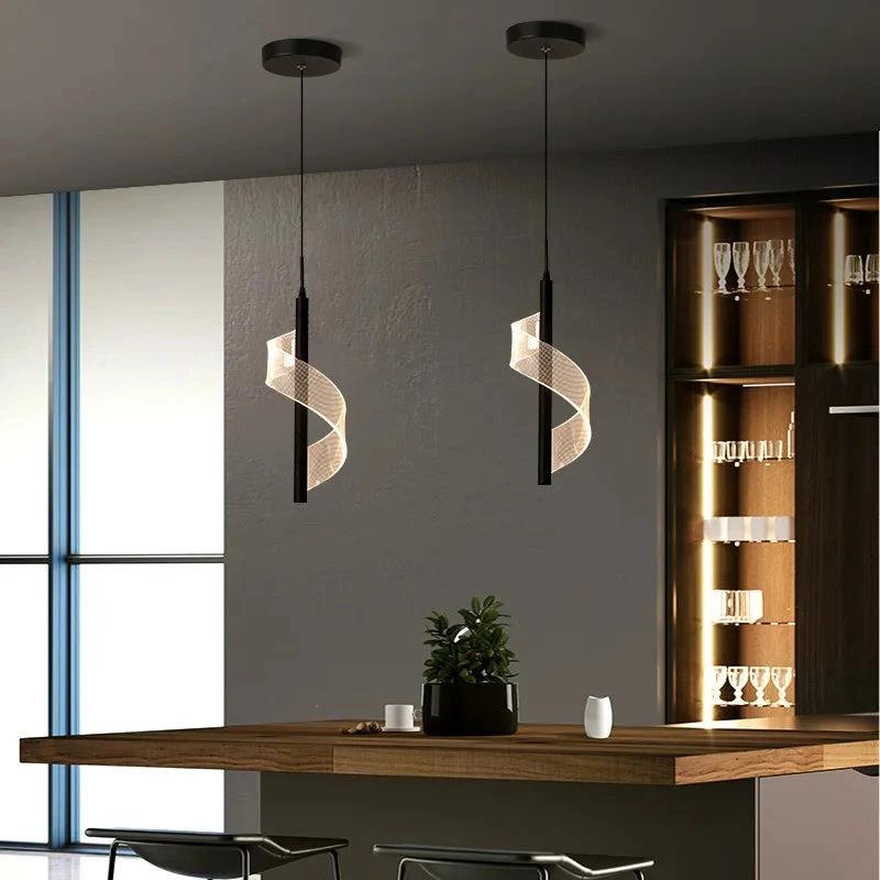 Suspension Spirale Luxe Abat-jour Acrylique Moderne Long Câble 6 Suspension Spirale Luxe Abat-jour Acrylique Moderne Long Câble – Image 4