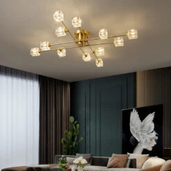 Plafonnier En Cuivre Moderne Design Nordique Cristal Luxe