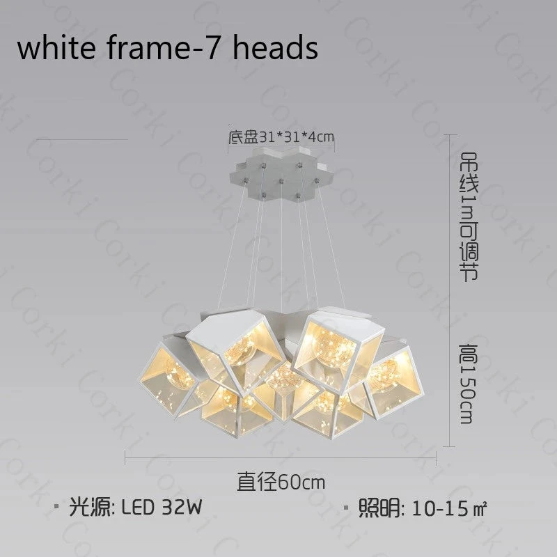 Lustre à Led Design Moderne Luminaire Géométrique Intérieur Dimmable 10 Lustre à Led Design Moderne Luminaire Géométrique Intérieur Dimmable – Image 8