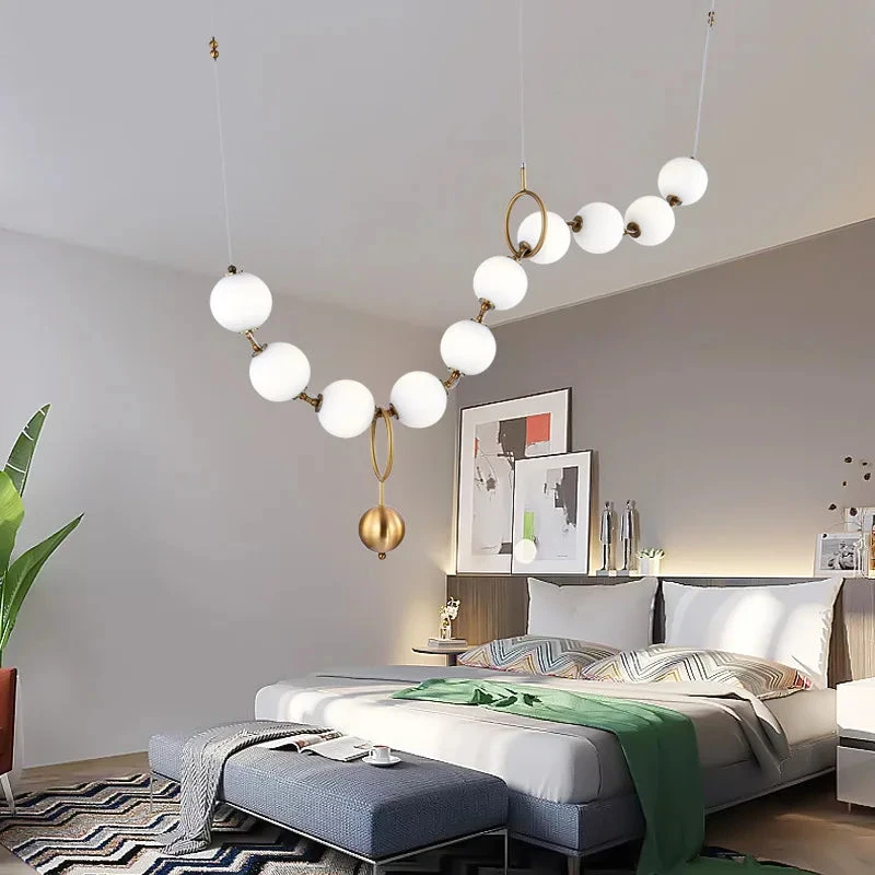 Lustre à Led En Chaîne De Boules En Verre élégant Et Moderne 4 Lustre à Led En Chaîne De Boules En Verre élégant Et Moderne – Image 2