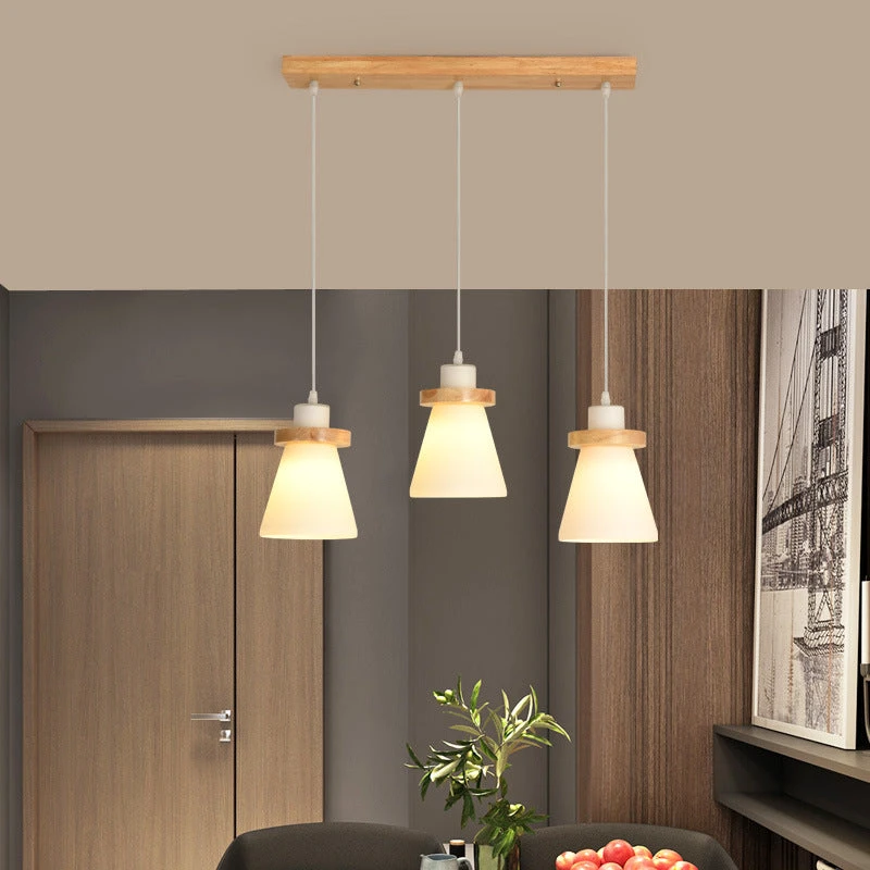 Suspension Scandinave LED Abat-jour En Verre Et En Bois Kaylie 4 Suspension Scandinave LED Abat-jour En Verre Et En Bois Kaylie – Image 2