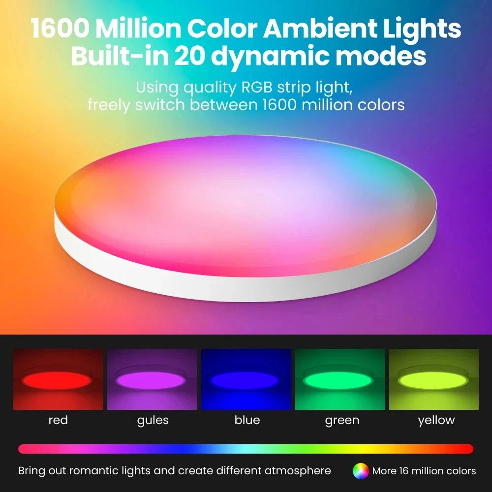 Plafonnier Led Intelligent Tuya Zigbee Avec Commande Vocale Et Application 4 Plafonnier Led Intelligent Tuya Zigbee Avec Commande Vocale Et Application – Image 2