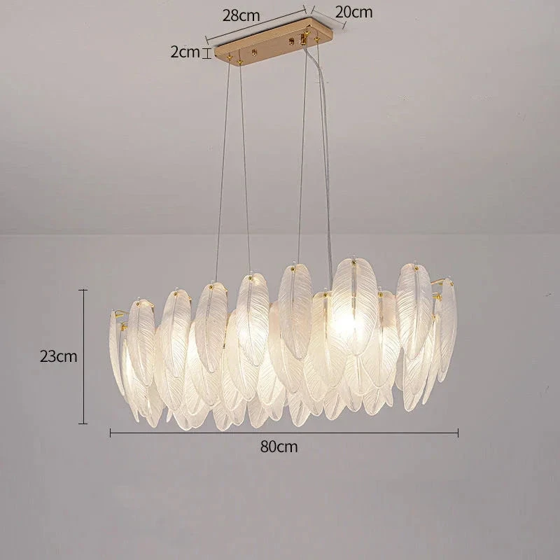 Feather Glass Led Chandelier Pendant Lights Suspension Hanging Lamp For Living Room Bedroom 9 Feather Glass Led Chandelier Pendant Lights Suspension Hanging Lamp For Living Room Bedroom – Image 7