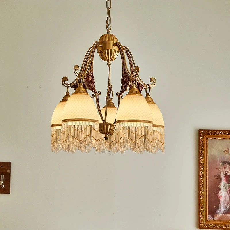 Lustre Rétro En Cuivre Avec Pampilles Vintage Médiévales 7 Lustre Rétro En Cuivre Avec Pampilles Vintage Médiévales – Image 5