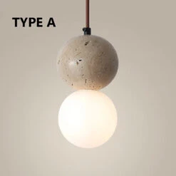 Suspension Rétro En Pierre Naturelle Avec Abat-jour En Verre Blanc -Lumeers Boutique S073252b443e04b4899db4975acc585449