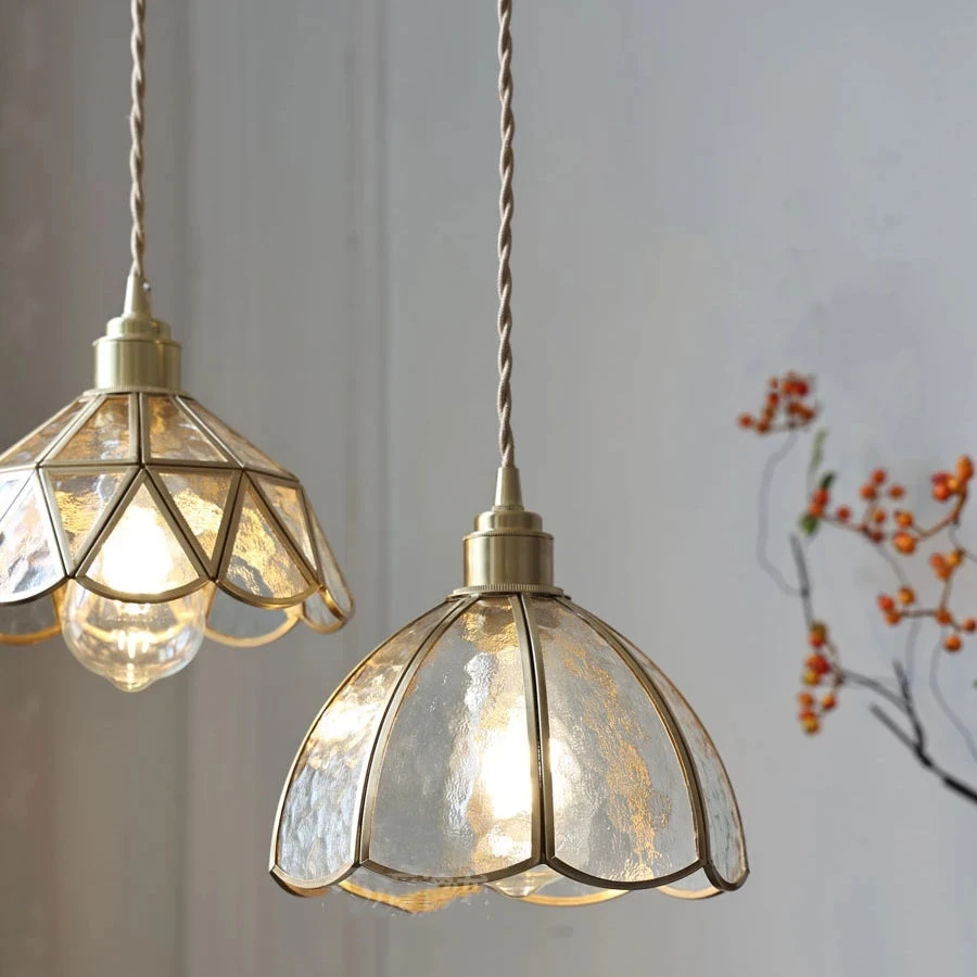 Suspension Vintage En Cuivre Avec Abat-jour En Verre Fait Main 8 Suspension Vintage En Cuivre Avec Abat-jour En Verre Fait Main â Image 6