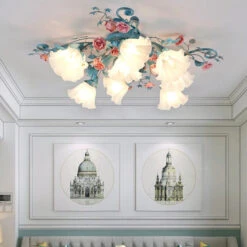 Plafonnier Rétro En Céramique Fleurs Et Plantes Lumineuses -Lumeers Boutique S09d9698a255f495d8453353500e6282aS