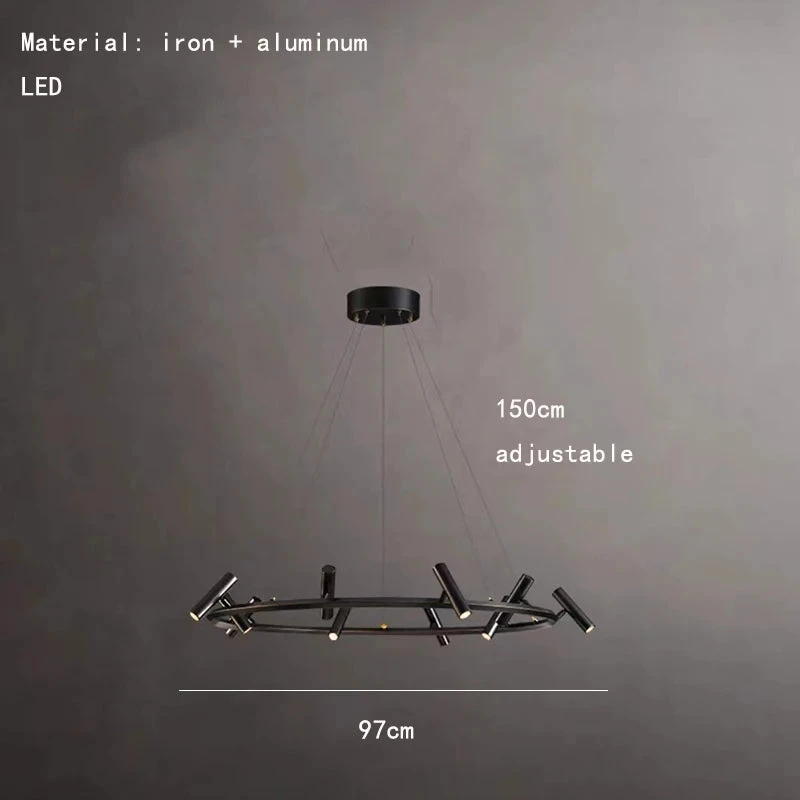 Suspension Led Nordique En Métal Noir Rotative Pour Intérieur 9 Suspension Led Nordique En Métal Noir Rotative Pour Intérieur – Image 7