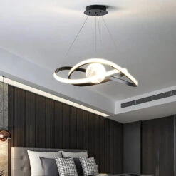 Suspension Led Moderne Style Art Noir Pour Intérieur