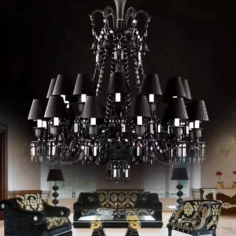 Lustre En Cristal Noir Européen Avec Lampe à Bougie à Led 17 Lustre En Cristal Noir Européen Avec Lampe à Bougie à Led – Image 15