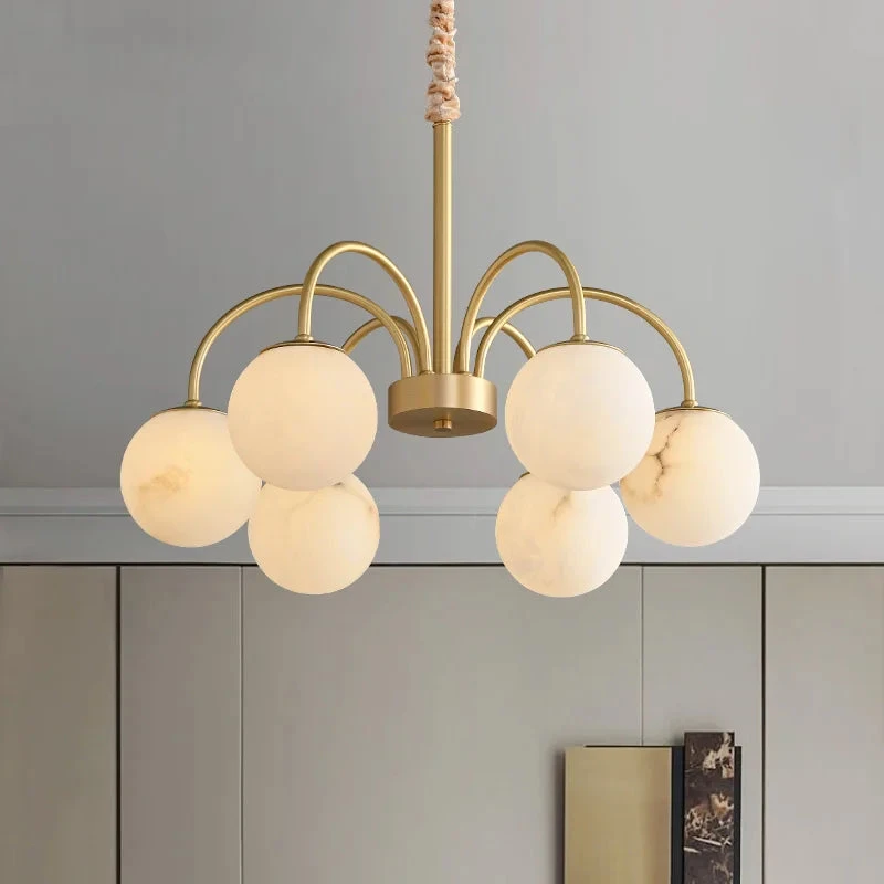 Suspension Moderne En Cuivre Et Marbre Naturel Pour Un éclairage Luxueux 5 Suspension Moderne En Cuivre Et Marbre Naturel Pour Un éclairage Luxueux – Image 3