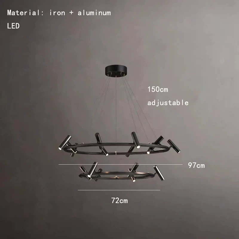 Suspension Led Nordique En Métal Noir Rotative Pour Intérieur 10 Suspension Led Nordique En Métal Noir Rotative Pour Intérieur – Image 8