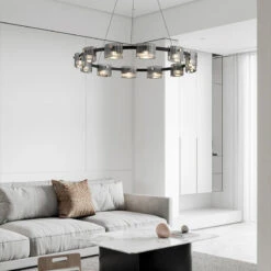 Lustre En Verre Forgé Design Minimaliste Avec éclairage Led élégant