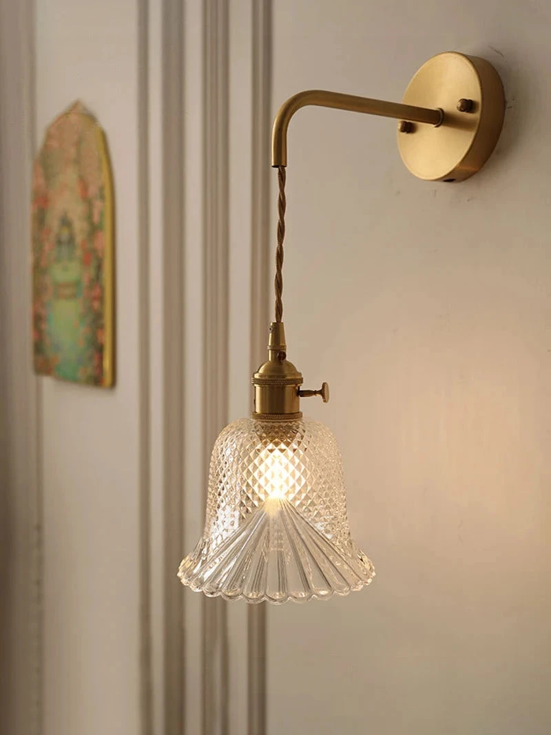 Applique Murale Vintage En Verre Avec Douille En Laiton 4 Applique Murale Vintage En Verre Avec Douille En Laiton – Image 2