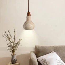 Suspension Vintage En Pierre Naturelle à Led Décorative Pour Intérieur