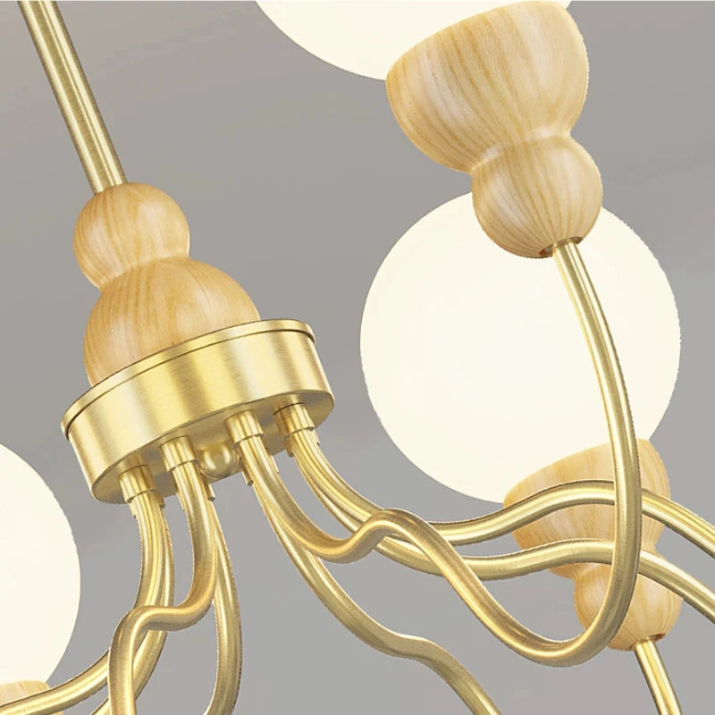 Suspension En Verre Rétro Avec éclairage Led En Bois 7 Suspension En Verre Rétro Avec éclairage Led En Bois – Image 5