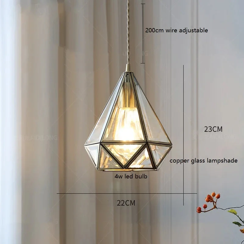 Suspension Vintage En Cuivre Avec Abat-jour En Verre Fait Main 12 Suspension Vintage En Cuivre Avec Abat-jour En Verre Fait Main â Image 10