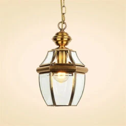 Suspension Led Antique En Verre Et Cuivre Pour Extérieur Et Intérieur