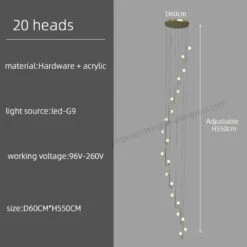 Suspension LED Escalier Colimaçon Plafond Lustre Moderne Luxe -Lumeers Boutique S31c0dbaa067d426ab46c214d5ad30f01A