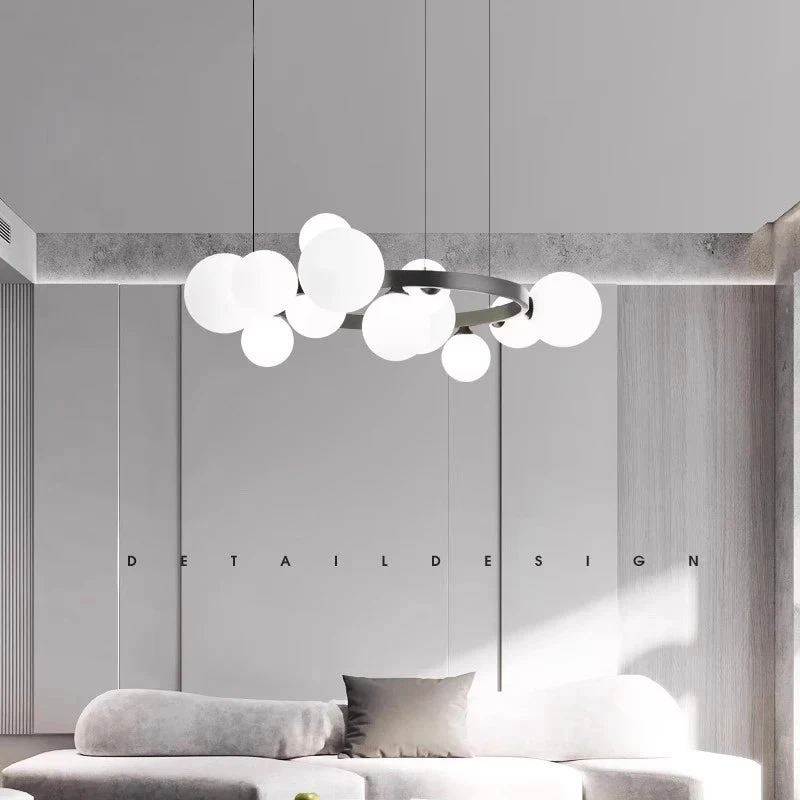 Lustre Design Rond Minimaliste Salon Luxe Nordique Minimaliste Moderne Restaurant Chambre Magique Haricot 7 Lustre Design Rond Minimaliste Salon Luxe Nordique Minimaliste Moderne Restaurant Chambre Magique Haricot – Image 5