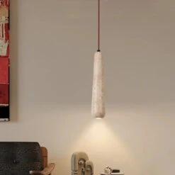Suspension Vintage En Pierre Naturelle Avec Led Décor Rétro Pour Intérieur